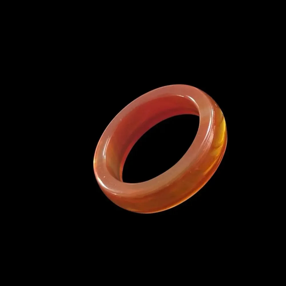 Vintage 1970s Honey Amber Cognac Orange Lucite Resin Band Ring Size 7.5